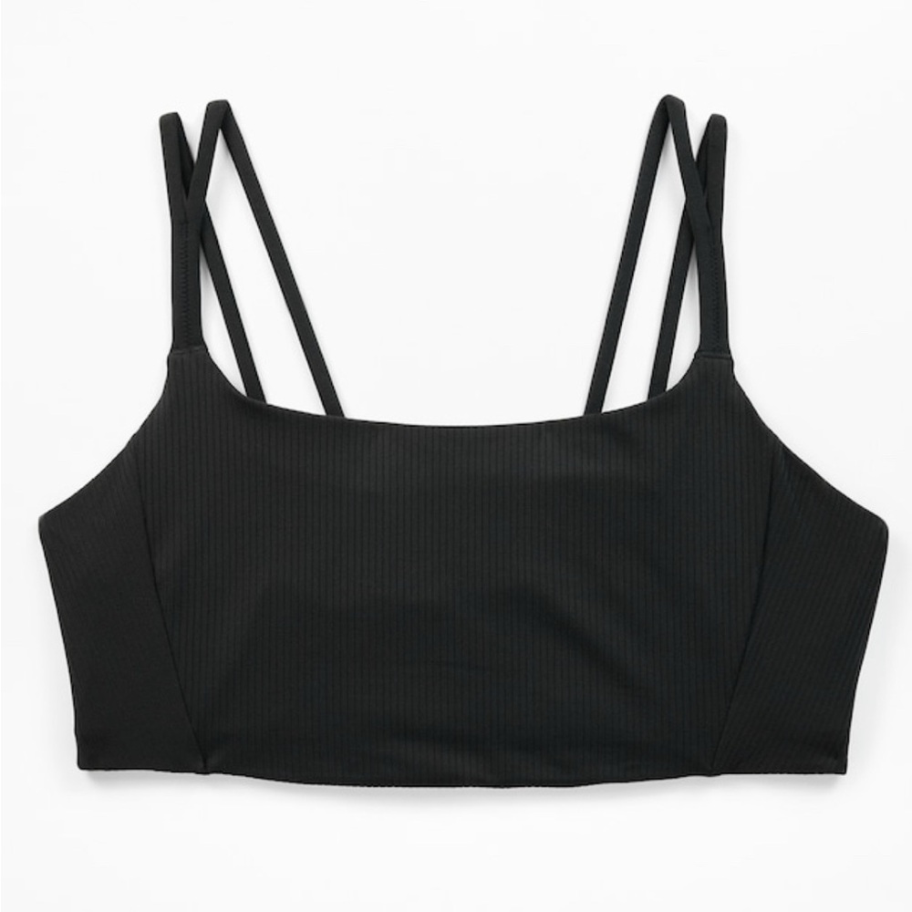 Athleta Transcend Strappy Ribbed Bra Black. Large.  New w/tags D-DD Cups